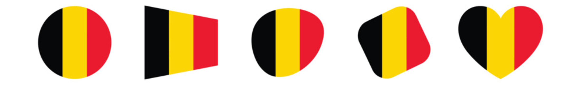 Belgium flag icons in various shapes. Belgian flag icons in various shapes for web and app interfaces