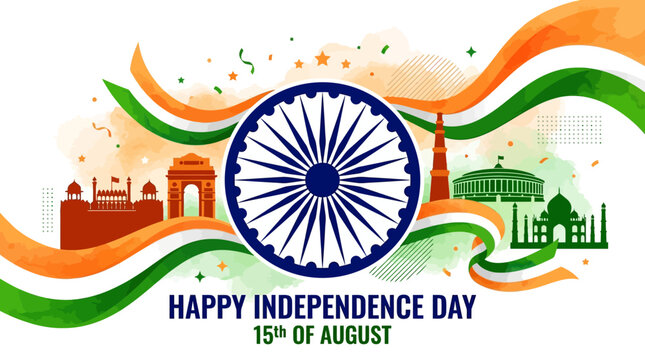 India Independence Day Celebration with National Symbols and Colors