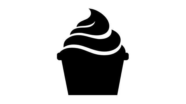 Minimal clean flat vector line icon showing a frozen yogurt cup, useful for froyo shops, menu labels, food delivery apps, and coupons.