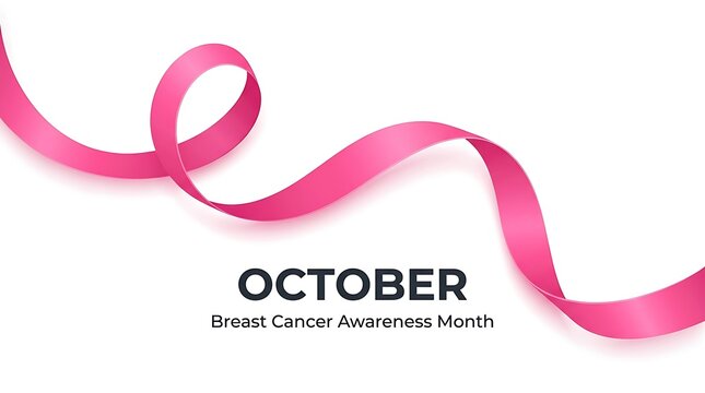 Pink ribbon breast cancer awareness month conceptual background with awareness