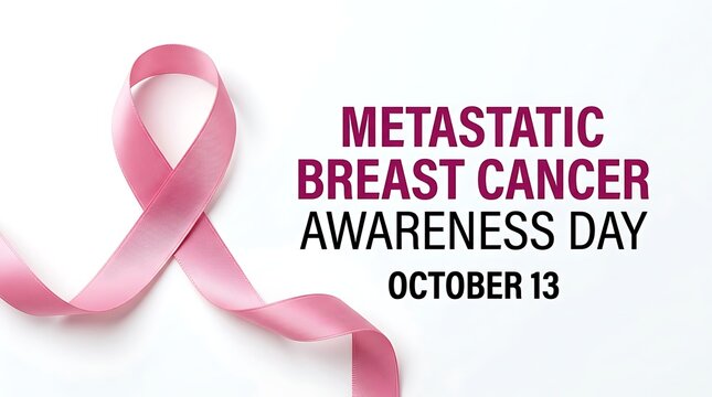 Metastatic breast cancer awareness day conceptual banner with pink ribbon