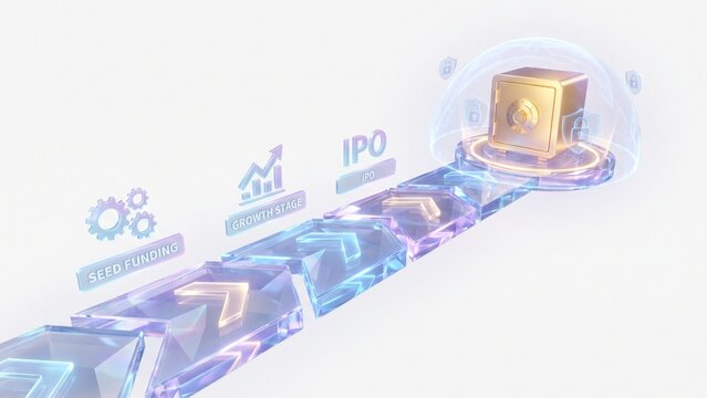 Startup Funding Growth Journey from Seed Stage to IPO with Secure Investment Concept
