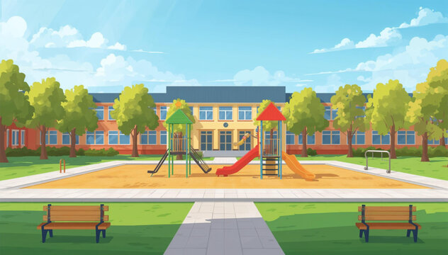 empty playground in the park schoolyard