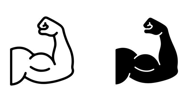 Flexed Bicep Icons, Strength Symbol, Muscular Arm Vector Art, Fitness and Power Concepts