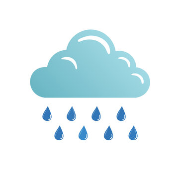 Flat design cloud with raindrops vector