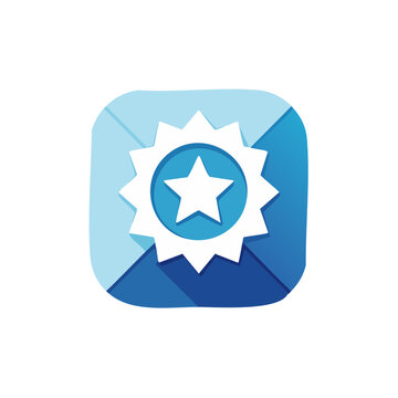 Flat design star badge icon with geometric rays