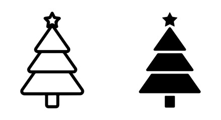 Fototapeta premium Christmas Tree Icons, Festive Holiday Vector Graphics, Winter Celebration Symbols, Black and White Design Elements