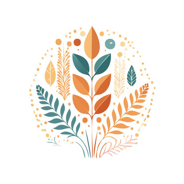 Autumn Leaves and Branches Flat Vector Illustration