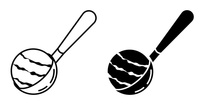 Spoon for making neat balls of ice cream. Vector ice cream on white background