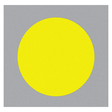 Bright yellow circle on textured gray background isolated on transparent background