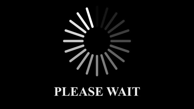 Please wait white spinning loading animation 4K UHD