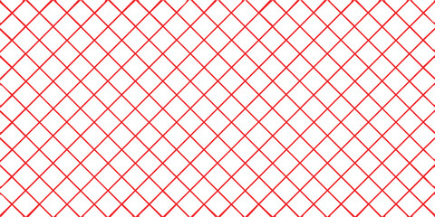 Red vector graphic illustration of a diamond shaped pattern on a white background with crisscross lines forming a mesh like design © Amir Hmza