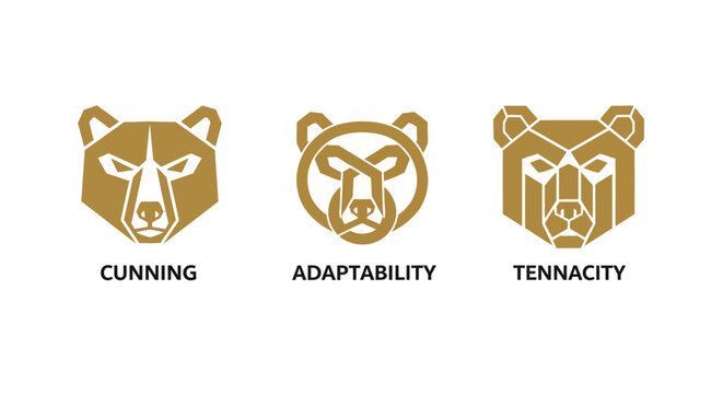Golden bear icons representing cunning adaptability tenacity traits.