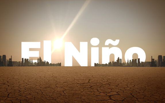 El Ni&ntilde;o concept of weather phenomenon cause drought and Dry cracked soil. El Ni&ntilde;o Concept of change climate. Climate pattern the unusual warming of surface water eastern tropical Pacific Ocean.