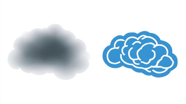 Concept shows comparison of brain states before and after digital detox, moving from unclear foggy state to sharp clear focus.