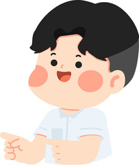 Smiling Boy Pointing With Finger