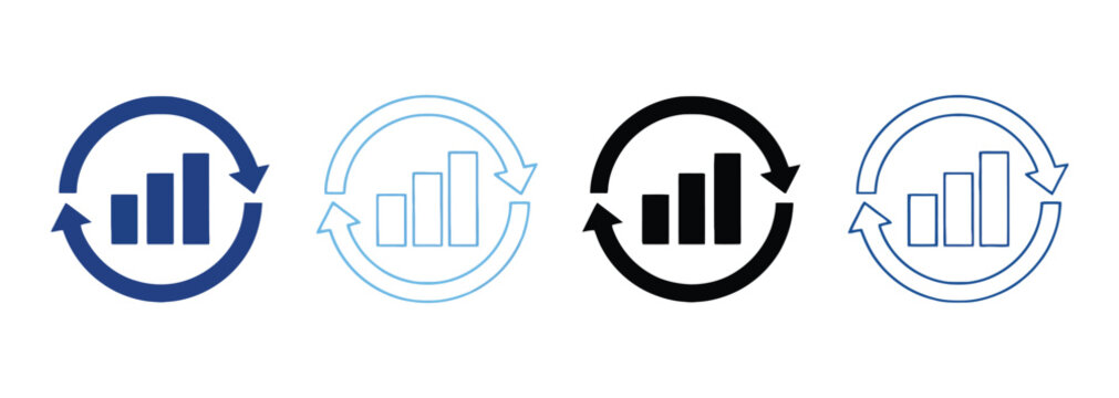 Continuous improvement icon set multiple style collection vector illustration representing process optimization growth cycle and quality enhancement workflow