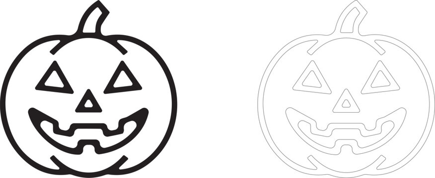 Halloween Jack O Lantern Pumpkin Line Art Element: Vector Illustration For Autumn Spooky Party Logo Design