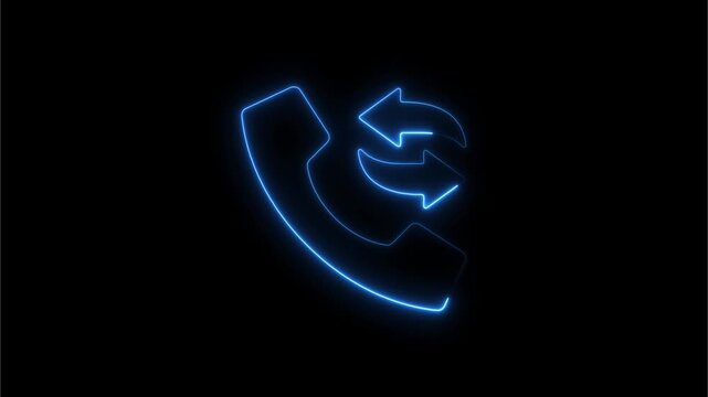 Neon blue call forwarding animation on black background