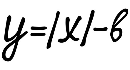 Fototapeta premium Black handwritten vector math equation y equals absolute value of x minus b. Hand-drawn function formula on transparent background