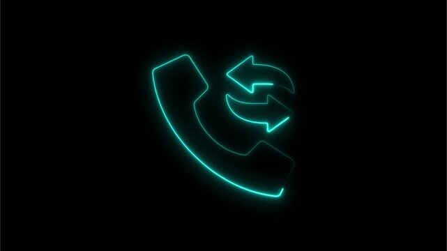 Neon glowing phone call transfer animation for business communication