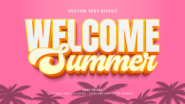 welcome summer editable text effect 3d vector