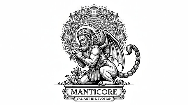 Manticore Kneeling in Prayer Mandala