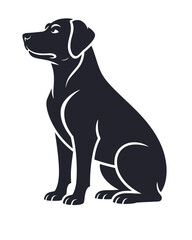 Obraz premium Elegant Single Dog Silhouette Vector Illustration, Black Canine Animal Shape, Minimal Pet Icon Isolated on White, Perfect for Logo, Sticker, Print, and Branding