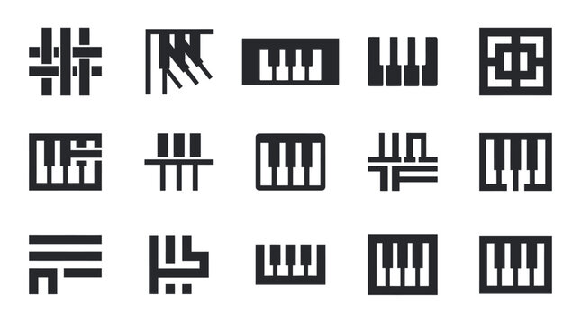 Black and white keyboard key designs.