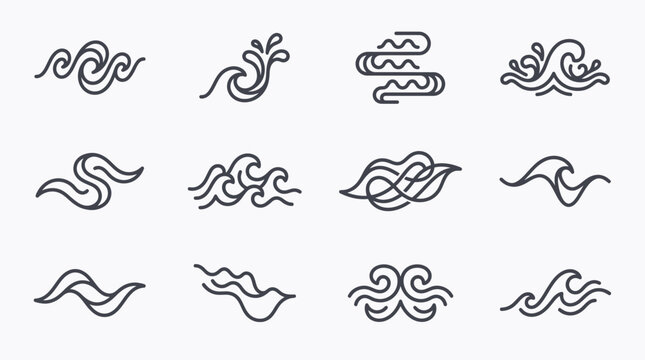Collection of wave line art.