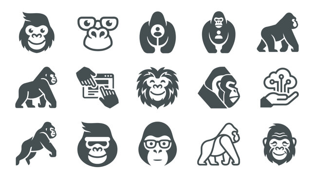 Monkey icons and business concepts.