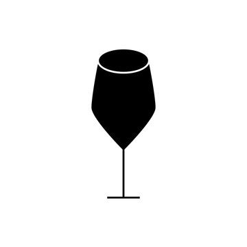 This is a minimalist vector illustration of a wine glass icon, featuring a simple, clean, and solid glyph style. The icon can be used as a symbol, sign, or logo