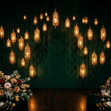 Elegant 'happy birthday' celebration hanging lanterns floral table setting event decor