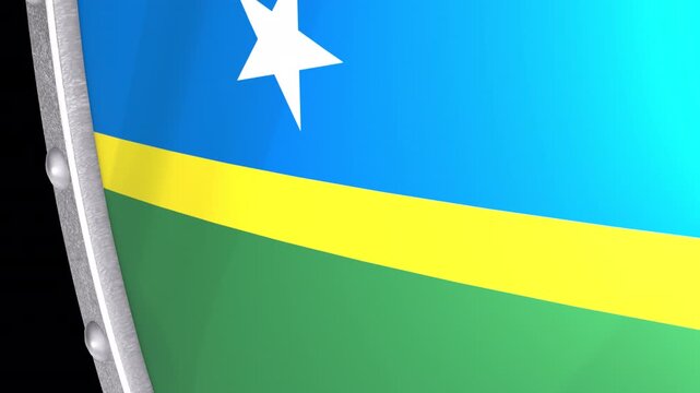 Metallic Shield Transitions with the National Flag of Solomon Islands