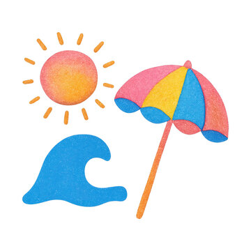 PNG Colorful beach summer illustration.