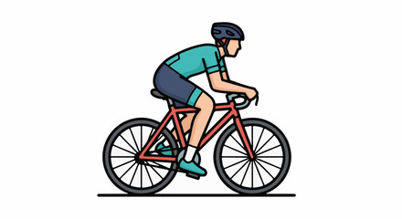 Obraz premium Man Riding Red Bicycle Outdoors Freely.