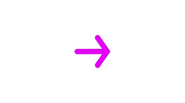 A simple magenta color arrow icon pointing to the right side representing direction and navigation