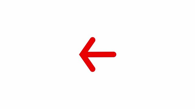 Simple red arrow icon pointing to the left direction for website navigation or digital interface design