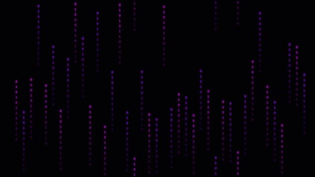 Dynamic purple binary code wave pattern with motion effects