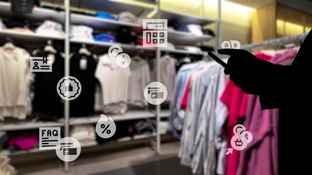 Omni channel technology of online retail business method. Multichannel marketing on social media network platform offer service of internet payment channel, online retail shopping and omni digital app