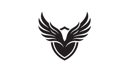 Naklejka premium Phoenix Emblem Logo with Black Wings and Shield Shape, Bold Graphic Design for Branding and Creative Concepts