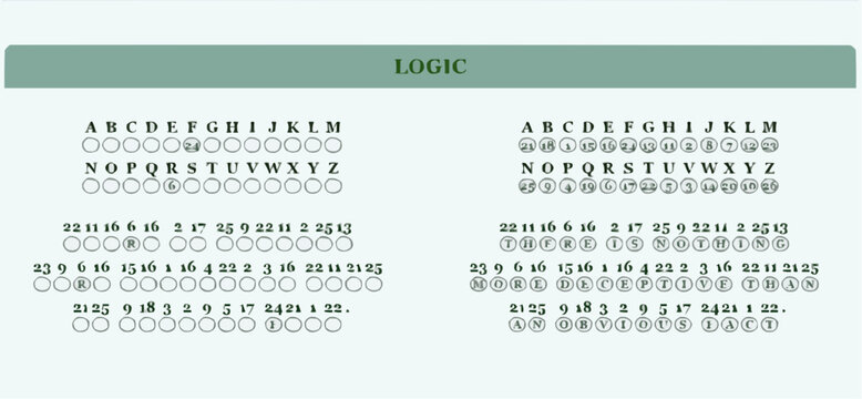 Logic puzzle with letters and numbers chart for brain training and problem solving