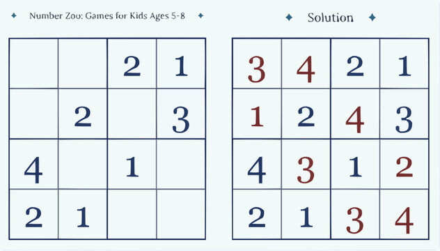 Sudoku puzzle for kids with colorful numbers and educational theme