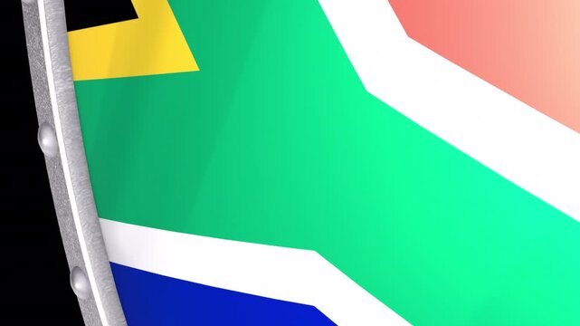 Metallic Shield Transitions with the National Flag of South Africa