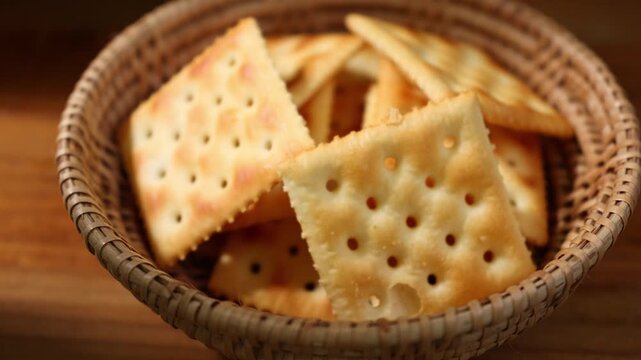 Macro shot of cracker cookies. Snacks
