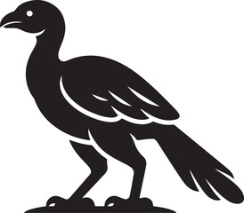 Fototapeta premium Black Silhouette Rooster Walking Line Art Vector Illustration