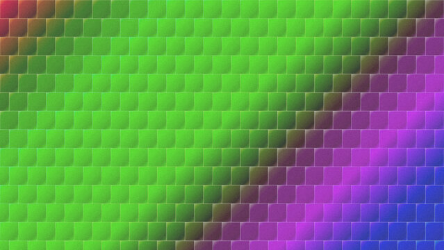 Abstract pixel art pattern with vibrant green purple and blue diagonal stripes