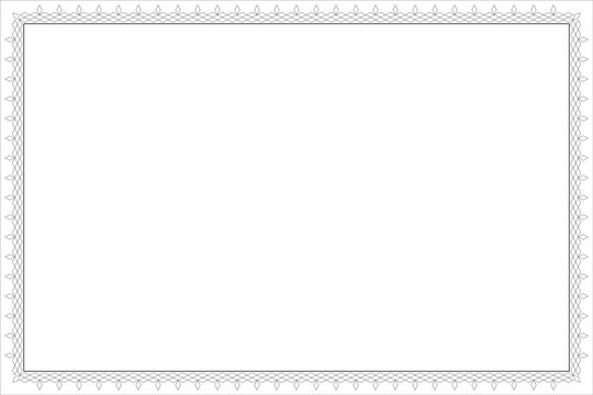 Elegant Geometric Certificate Border Frame with Diamond Pattern Black Line Art. Design print for greeting cards, wedding invitations, restaurant menu, royal certificates. 8