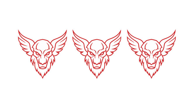 Three Intricate Winged Skull Designs in Pink.