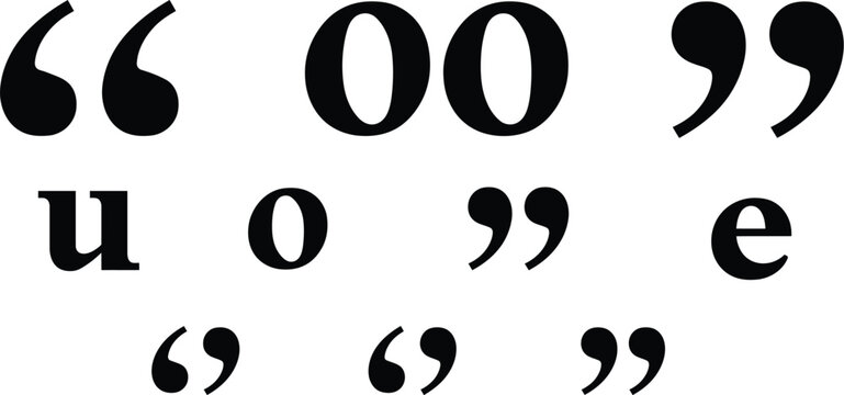 Quote vector icon marks with typographical punctuation style